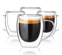 FrutPunch Glass Coffee Mugs 4Pcs 350ml for Cappuccino, Latte, Espresso | Double Wall Design, Dishwasher & Microwave Safe, for tea, espresso, for Valentine's Day, weddings, birthdays, Christmas