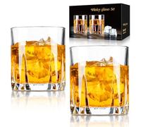 FrutPunch Whiskey Glass Set of 2, Whisky Glass for Scotch, Bourbon, Rum, Liquors and Cocktail Drinks Unique Bourbon Glass Gift for Men and Dad, 280ml
