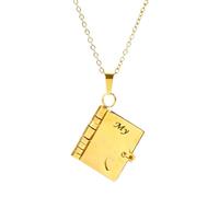 Fruusv Book Pendant Necklace - Elegant Adjustable Gold Necklace for Daughter Birthday, Jewelry Gift with 6 Inner Pages for Messages, Daughter Jewelry from Mom for Holiday Party