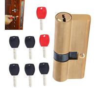 Fruusv Cylinder Locks | Anti-Theft with 7 Keys Copper - Deadbolt Lock Cylinder Replacement,for Locksmith Home Storefront Office Living Room Bedroom Patio