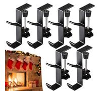 Fruusv Fireplace Stocking Garlands Hanger, 6 Pieces Stockings Holders, 2 in 1 Adjustable Garland Hook, Mantle for Christmas Fireplace Mantel, Winter Holiday Decoration, 4.33x1.77x0.79 inches