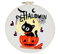 Fruusv Halloween Embroidery Kit Funny Gothic Print with Accessories
