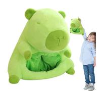 Fruusv Plush Capybara Headgear, Cute Stuffed Capybara Head , Adorable & Realistic Novelty Game Props for Halloween, Christmas, Cosplay Costume Accessory, 38 x 35 cm, Brown and Green