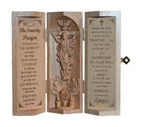 Fruusv Wooden Jesus Sculpture, Cylinder Statue with Serenity Prayer, Openable Feature, Perfect for Room Decor and Catholic Gifts