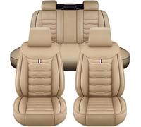 FRVRET Car Seat Covers for VW Tiguan R-Line 2019-2025, Breathable Wear Resistant Waterproof Full Set Car Seat Protectors Airbag Compatible,2.(Warm Beige)