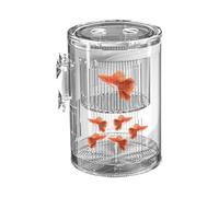 Fry Hatchery Nursery - Transparent Acrylic Mesh Sided Grow Container, Strong Suction Cups, Removable Partition | For Isolating Shrimp Eggs From Baby Fish in a Common Tan