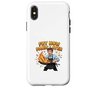 Fry Now Panic Later Funny Cooking Humor Design Case for iPhone X/XS