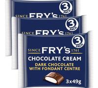 Fry’s Chocolate Cream Blue Pack of 3 x 3 Bars Total 9 Bars Classic Dark Chocolate with Smooth Fondant Centre Individually Wrapped Chocolate Bars for Sharing Snacking or Gifting Iconic British Treat