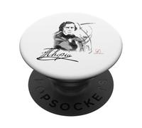 Fryderyk Chopin Ink Portrait Signature Juliart Piano PopSockets Adhesive PopGrip