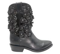 Frye Billy Flower Women's Western Ankle Boot - Stylish Leather Design with Floral Embroidery and Comfortable Fit, Black, 5.5 UK