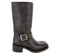 Frye Campus Buckle Women's Mid Calf Boot, Brush Off Leather, Zipper Closure, 10.2" Shaft Height, Stylish Footwear, Dark Brown - Toga, 8 UK