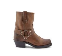 Frye Harness 8R Boots for Women Crafted from Washed and Oiled Italian Leather with Stacked Leather Heel and Rubber Outsole with Welt Construction, Cognac, 5.5 UK