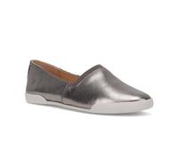 Frye Melanie Slip On Shoes for Women Crafted from Premium Leather with White Rubber Toe Bumpers and Soles, Leather Lining, and Removable Footbeds - 1 ¼” Outsole, Dark Pewter - Lunar Metallic/Gore, 4.5