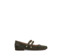 Frye Women's Carson Multi Mary Jane Ballet Flat, Dark Olive-Md Suede Leather, 6 UK