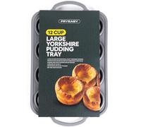 FryEasy Yorkshire Pudding Tray Non Stick 12 Cup - Deep Yorkshire Pudding Tin for Oven, Deep Large Baking Tray for Perfect Giant Yorkshire Puddings Every Roast Dinner, Also Ideal for Muffins & Pies