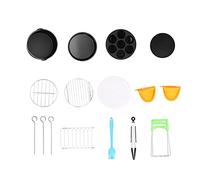 Fryer Accessories Kit | 16 - Piece Set for 2.7-3.2QT Fryer | Grill Rack/Pizza Tray/Cake Pan/Oil Paper | Stainless Steel & Food Grade Silicone