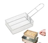 Fryer Basket - Stainless Steel, 17.5 cm Size, Fryer Strainer, Folding Portable Design | Mesh Drain Structure, Mesh Fry Basket, Stainless Steel Strainer For Frying, Pasta Draining, Camping Cooking