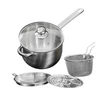 Fryer, Food Safe with Transparent Lid and Strainer Insert - Frying Kettle with Basket and Lid for Electric Ceramic Hob Chips Seafood Chicken Soup Cooking Meals Home Restoration