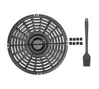Fryer Grill Pan Nonstick Coating Crisper Plate Replacement Tray with Silicone Brush Sleeve for Kitchen Restaurant Round Stainless Steel 5.1oz (22CM)