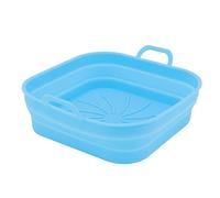 Fryer Liners Silicone Pot Basket Square Folding Dishwasher Safe Non Stick High Temperature Resistant Replacement Kitchen Accessories 20.5cm Food Grade Silica Gel (Blue)