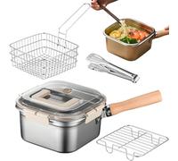 Fryer Pan - Cooking Pot Set | Frying Pan Set | Stainless Steel Saucepan | Portable Fish Fish with Oil Drip Rack | Kitchen Kitchen