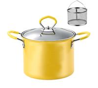 Fryer Pot 2L Stainless Steel Mini Fryer Pot with Basket, Lid and Anti-scalding Silicone Handle Japanese Fryer Pot for Home, Tempura Chips, Fries, Fish, and Chicken,Japanese Fryer Pot