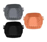 Fryer Silicone Mats, 3 Pieces Baking Tray & Pots Reusable Heat Resistant Square Baking Mats for Toaster Ovens, Microwave, Kitchen Cooking