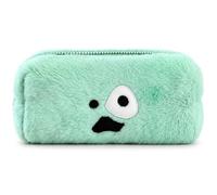FRYFEVI Kpop Inspired Mint Green Plush Makeup Bag for Cortis's Fan, Cute Korean Boy Group Monster Face Cosmetic Pouch, Lightweight Travel Toiletry Organizer,