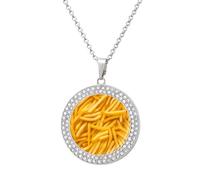 Frying French Fries Diamond Necklace for Women Cute Alloy Pendants Necklace Jewelry Gift