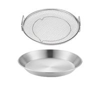 Frying Oil Drain Rack - Crisping Basket with Tray, Stainless Steel Crisping Basket with Tray, Oil Drip Filter for Frying Grilling Food, Net Draining Pan Strainer, Air Fryer Accessories for Cooking
