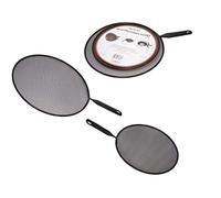 Frying Pan Cover Splatter Screen Guard, Food Protector Frying Mesh Cover Guard, Splash Lid Protective Mesh Grease New Kitchen Pans for Cooking Saucepan Metal Wired Round Black 24cm & 28cm (Pack of 2)