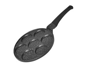 Frying Pan, Diameter 26 cm, Cast Aluminium, Triple Layer Coating and 7 Holes, Induction Compatible for Pancakes and Oladji