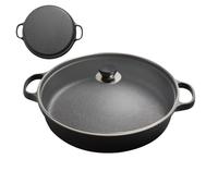 Frying Pan for Eggs - Induction Round Cast Iron Griddle Pan With Clear Lid | Ergonomic Kitchen Tool, Cooking Skillet for Breakfast Pancake Dinner