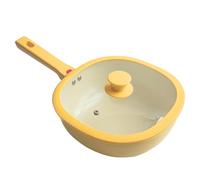 Frying Pan | Metal Ergonomic Handle Including Lid | Nonstick Cookware Pan For In The Kitchen | For Induction Electric Cooker Home Apartment Outdoor Camping Cooking and Baking