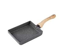 Frying Pan, Non-Stick Maifanite Stone, Wooden Handle, Small Cooking Tool for Home Breakfast, 18x13x3 cm