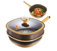 Frying Pan - Non Stick Skillet | Deep Pot with Lid | Titanium Alloy Non Stick Deep Skillet | Titanium Cooking Pan | Silicone Handle Frying Pot Kitchen Cookware Perfect for Home Restaurant Cooking