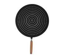 Frying Pan Splatter Guard One Size Fits Most Silicone Mesh Screen | Wood Handle, Foldable Construction, Nonstick Surface, for Sauté Cooking and Skillets, Black