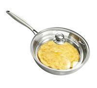 Frying Pan With Lid Long Handle Anti-Burning Utensils | Frying Pan and Frying Pan for Induction and Gas Hob Home Apartment Camping Crepe Bacon 24cm
