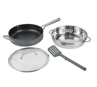Frying Pan ZEROSTICK Foodi 9-in-1 Possible Pan with Glass Lid Spatula & Steamer CW102WHUK Ninja Grey One Size