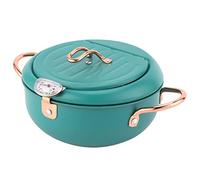 Frying Pot, Safe and Firm Deep Green Stainless Steel Deep Frying Pan, JapaneseStyle Riveted Arc Handle Induction Cookers for Gas Stove