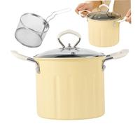 Frying Pot with Basket and Lid, 3L Frying Pot with Filter Anti-Splash Chip Pan with Anti-Scalding Handle Easy Cleaning Kitchen Utensils Set for Cooking
