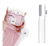 Frylaa for Cute Airpods 4 Case Clear,Girly Dog Wave Design for Airpods 4th Generation Case Cover,Pretty Protective Soft TPU with Lovely Dog Pattern Keychain&Cleaning Pen Women Girls-Pink