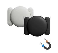 Frylaa Magnetic Holder Case for Airtag,2pcs Hidden Soft Silicon Protective Cover with Strong Magnet Mount GPS Tracker for Metal Surface for Car/Vechiles/Truck/Bike/Trailer/Motocycle/Laptop-Black+Stone