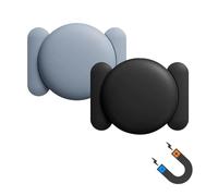 Frylaa Magnetic Holder Case for Airtag,2pcs Hidden Soft Silicon Protective Cover with Strong Magnet Mount GPS Tracker for Metal Surface for Car/Vechiles/Truck/Bike/Trailer/Motocycle/Laptop-Black+Grey
