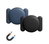 Frylaa Magnetic Holder Case for Airtag,2pcs Hidden Soft Silicon Protective Cover with Strong Magnet Mount GPS Tracker for Metal Surface for Car/Vechiles/Truck/Bike/Trailer/Motocycle/Laptop-Black+Blue