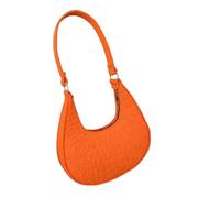 Fryloo Bag Women Casual Felt Shoulder Bag, Fashion Stone Pattern Crescent Saddle Handbag, Soft Half Moon Crossbody Purse For Daily Use-orange