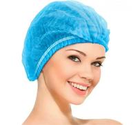 Fryloo bucket hat Cap 100pcs Disposable Bouffant Caps 21inch Elastic Hair Nets Dustproof Shower Bath Spa Hotel Cove-blue