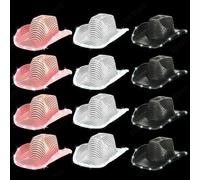 Fryloo bucket hat Cap Led Light Up Cowboy Women Flashing Sequins Wedding Bachelorette Party Bulk Fun Unisex Hats-3 Colors Mix-a-50pcs