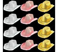 Fryloo bucket hat Cap Led Light Up Cowboy Women Flashing Sequins Wedding Bachelorette Party Bulk Fun Unisex Hats-3 Colors Mix-c-30pcs