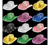 Fryloo bucket hat Cap Led Light Up Cowboy Women Flashing Sequins Wedding Bachelorette Party Bulk Fun Unisex Hats-7 Colors Mix-30pcs
